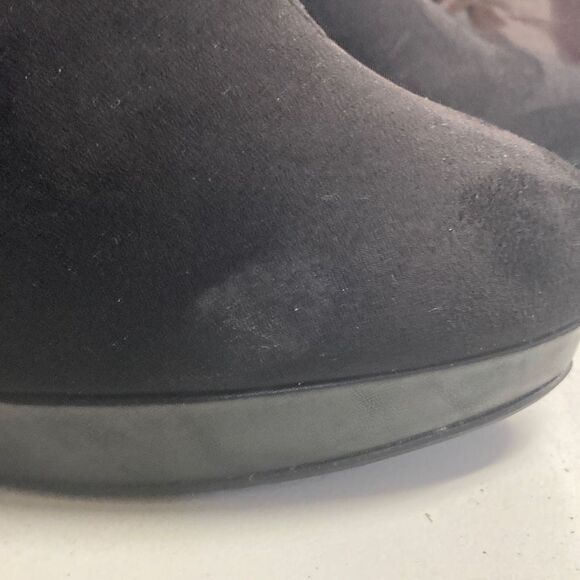 H&M Women's Faux Suede Leather Ankle Wedge Heel Zip Boots Black Size 8 - Picture 12 of 12